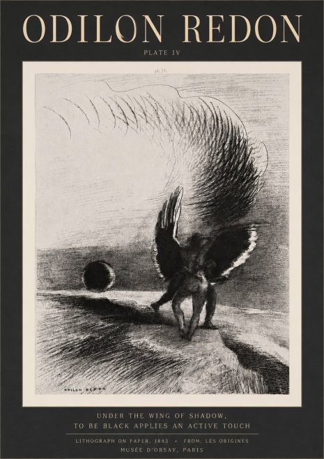 Odilon Redon Sous L'aile D'ombre L'être Noir Appliquait Une Active Morsure Plate Iv No3 - Poster