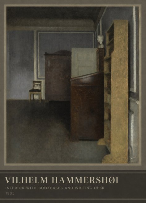 Vilhelm Hammershøi Interior with Bookcases and Writing Desk No3 - Poster