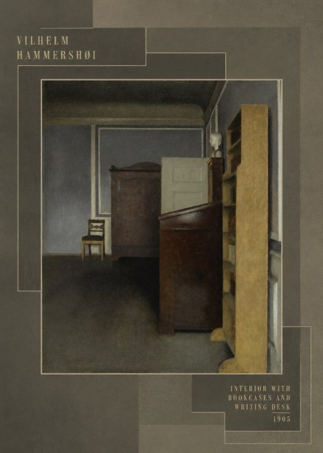 Vilhelm Hammershøi Interior with Bookcases and Writing Desk No5 - Poster