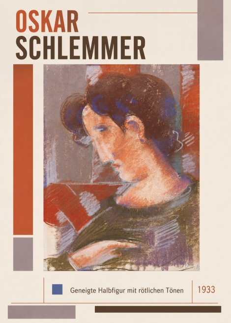 Oskar Schlemmer Geneigte Halbfigur Mit Rötlichen Tönen No1 - Poster