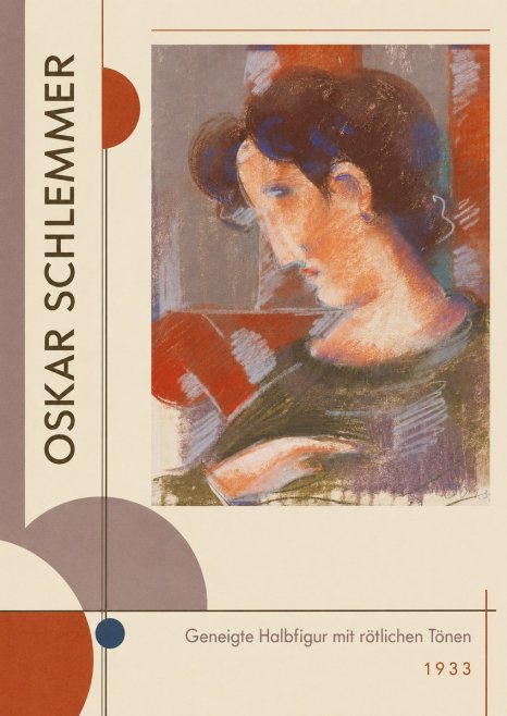 Oskar Schlemmer Geneigte Halbfigur Mit Rötlichen Tönen No2 - Poster