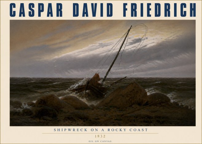 Caspar David Friedrich Shipwreck on a Rocky Coast No4 - Poster