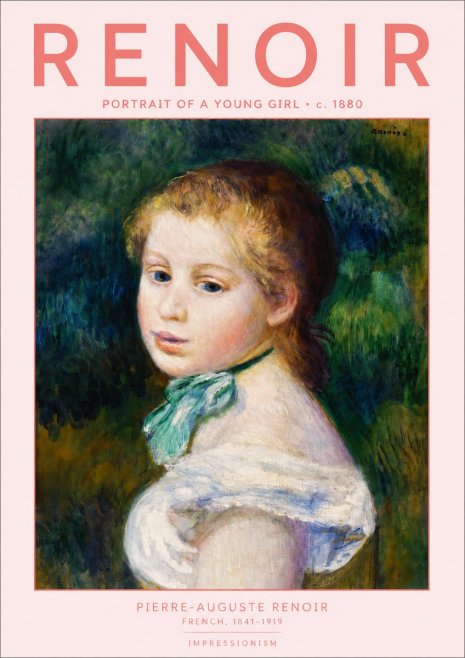 Renoir Young Girl with a Green Ribbon No4 - Poster