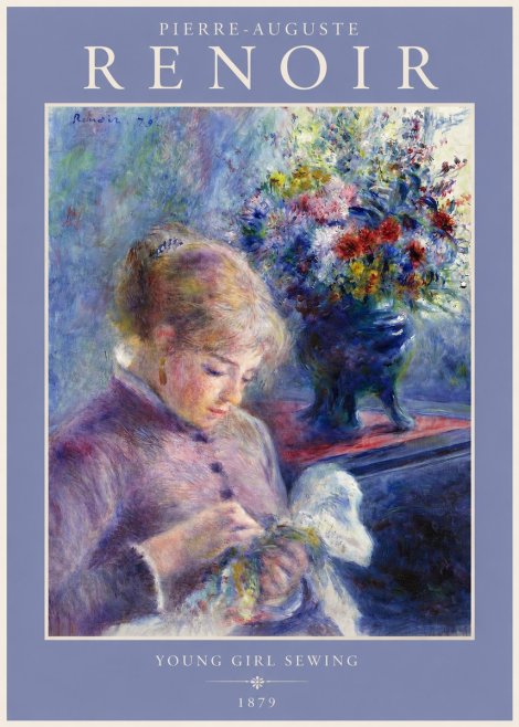 Renoir Young Girl Sewing No2 - Poster