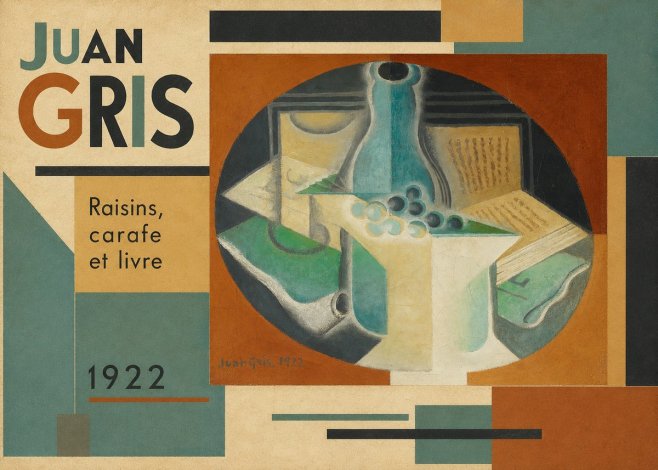Juan Gris Raisins, Carafe Et Livre No2 - Poster