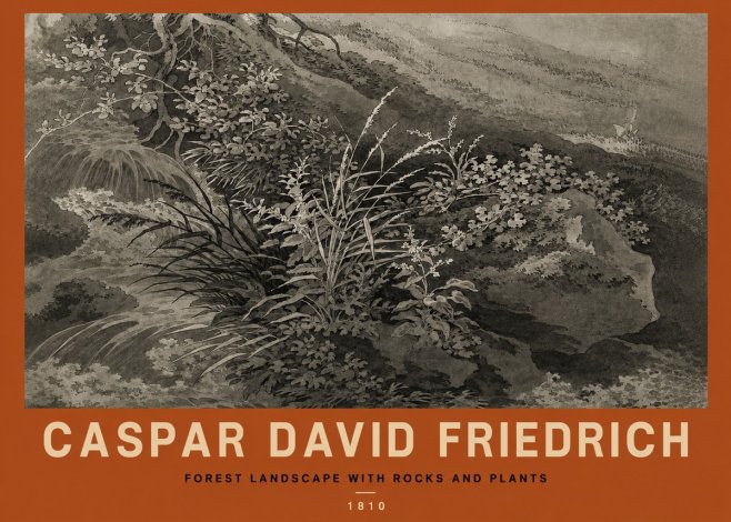 Caspar David Friedrich Forest Landscape with Rocks and Plants No2 - Poster