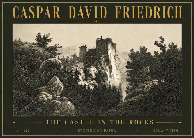 Caspar David Friedrich The Castle in the Rocks No5 - Poster