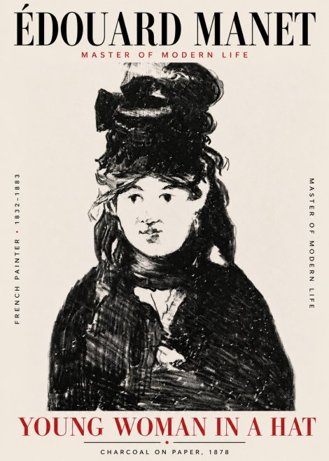Édouard Manet Young Woman in a Hat III No6 - Poster