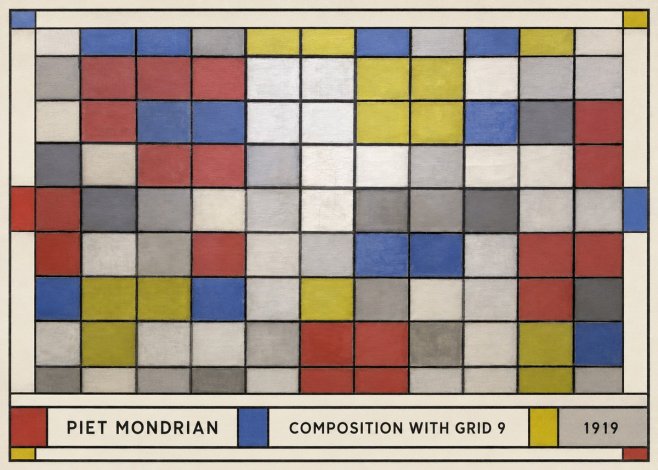 Piet Mondrian Composition with Grid 9 No1 - Poster