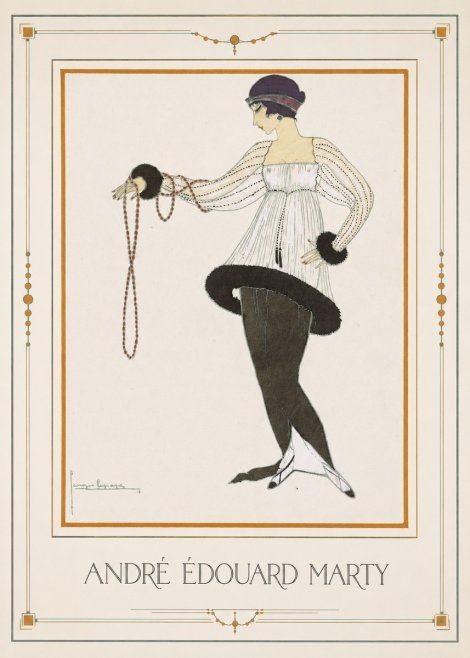 André Édouard Marty Elegant Woman with Pearl Necklace No1 - Poster