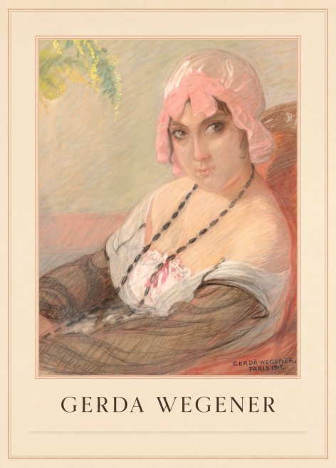 Gerda Wegener Woman in a Pink Bonnet No4 - Poster
