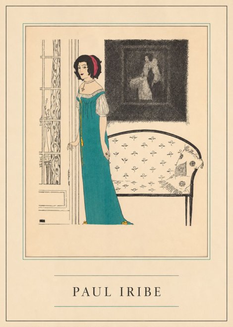Paul Iribe Woman in Teal Gown No4 - Poster