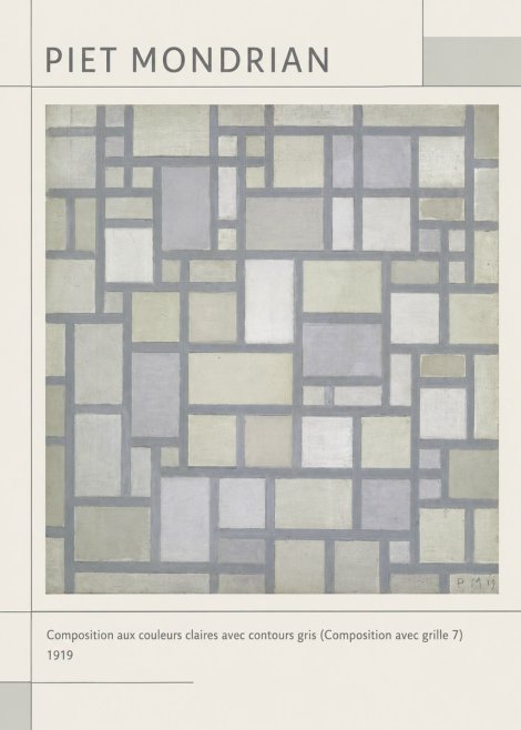 Piet Mondrian Composition Aux Couleurs Claires Avec Contours Gris (Composition Avec Grille 7) No1 - Poster