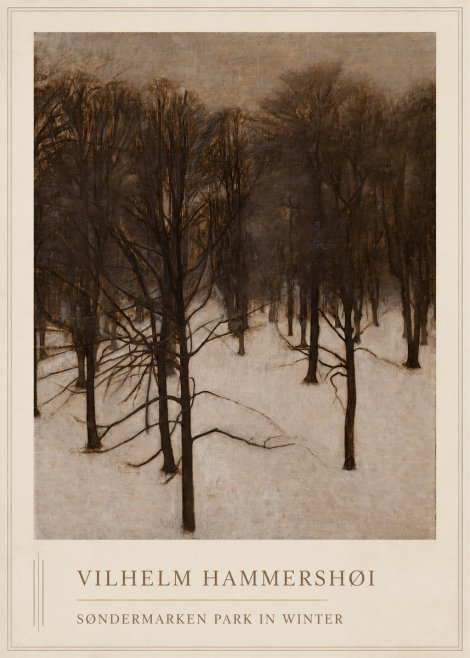 Vilhelm Hammershøi Søndermarken Park in Winter No1 - Poster