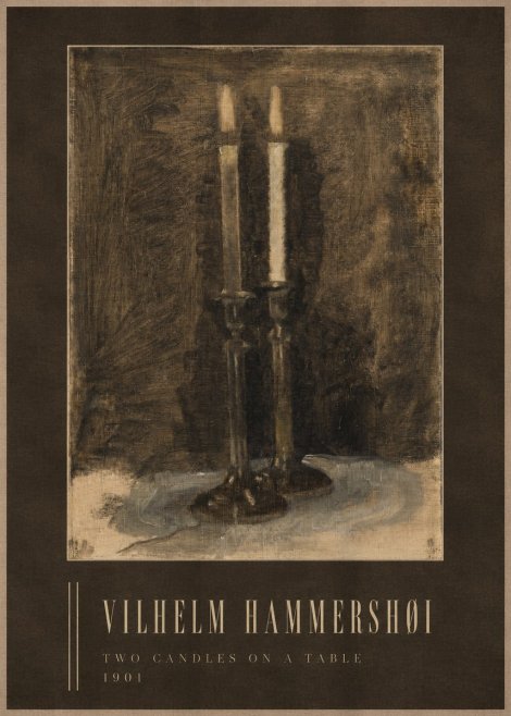 Vilhelm Hammershøi Two Candles on a Table No3 - Poster