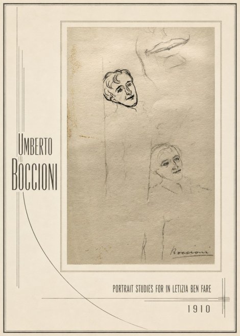 Umberto Boccioni Portrait Studies for in Letizia Ben Fare No1 - Poster