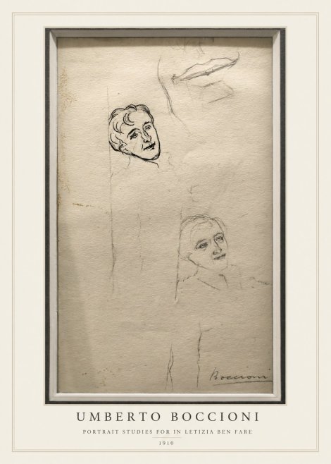 Umberto Boccioni Portrait Studies for in Letizia Ben Fare No3 - Poster