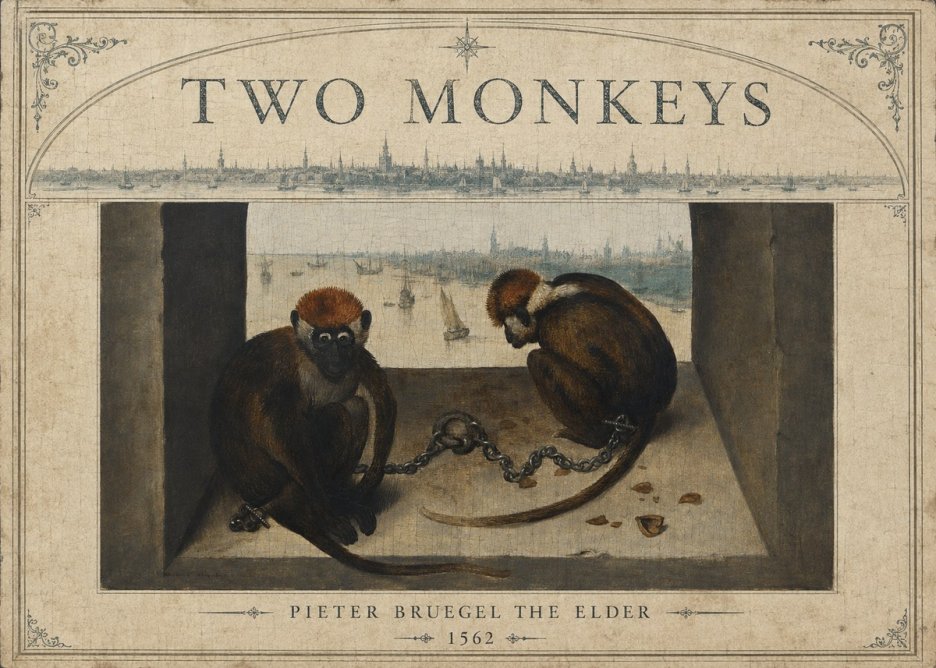 Pieter Bruegel Two Monkeys I No6 - Poster