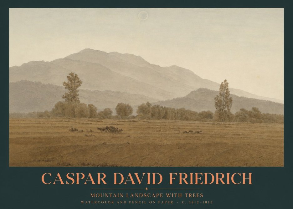 Caspar David Friedrich Mountain Landscape with Trees No2 - Poster