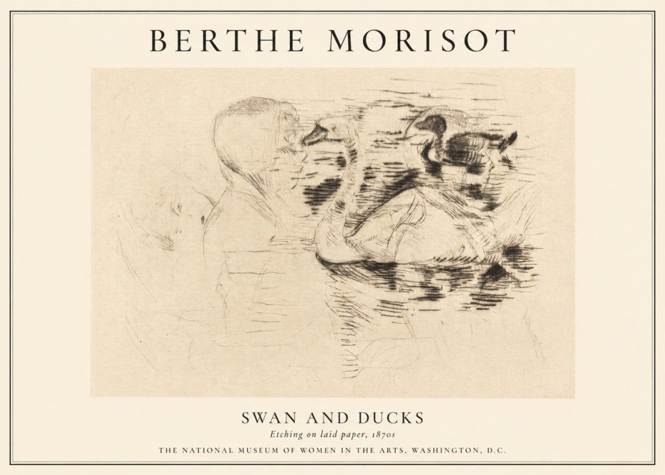 Berthe Morisot Swan and Ducks No1 - Poster