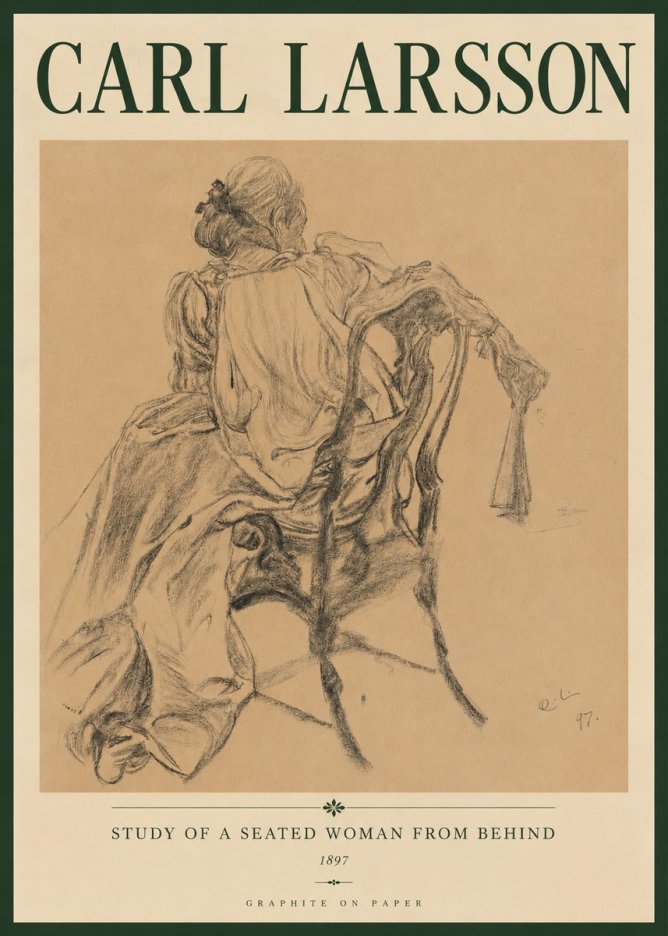 Carl Larsson Study of a Seated Woman from Behind No4 - Poster