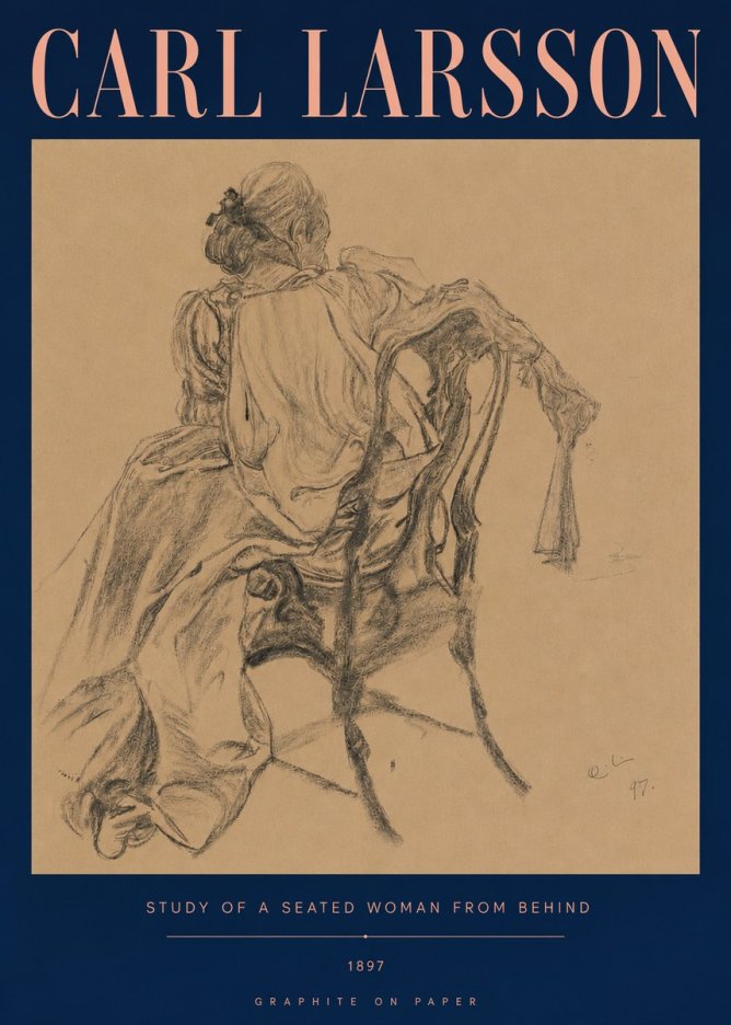 Carl Larsson Study of a Seated Woman from Behind No5 - Poster