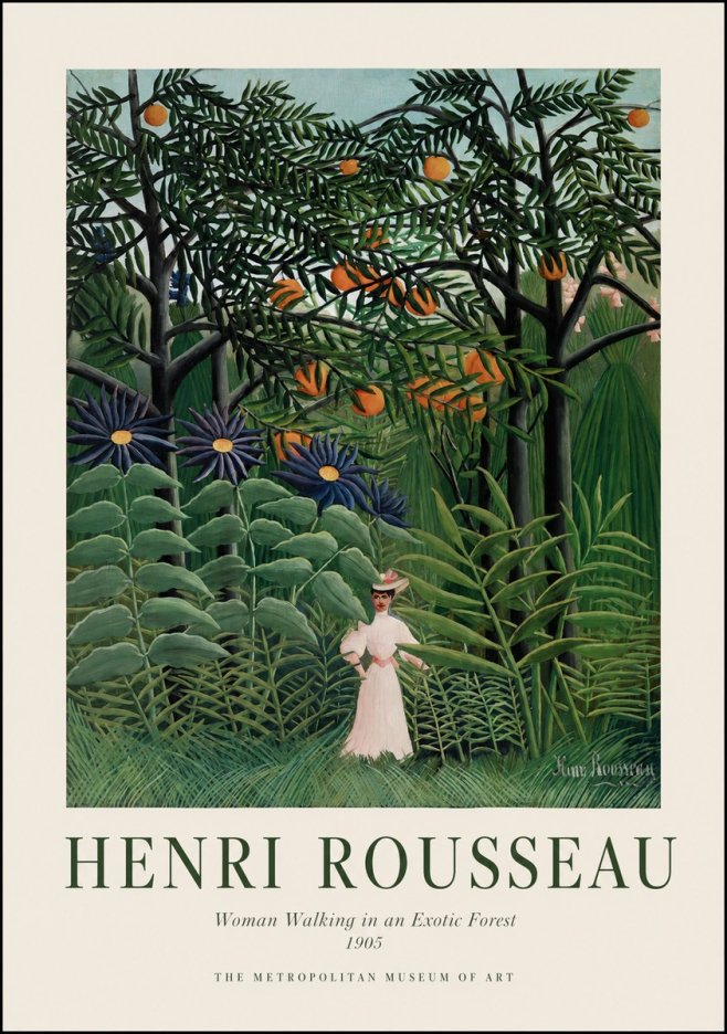 Rousseau Woman Walking in an Exotic Forest No1 - Poster