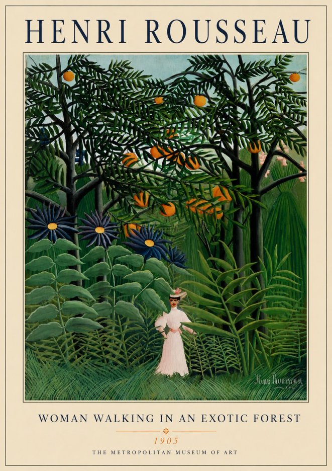 Rousseau Woman Walking in an Exotic Forest No4 - Poster