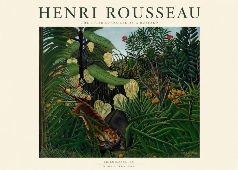 Rousseau The Tiger Surprised by a Buffalo No1 - Poster