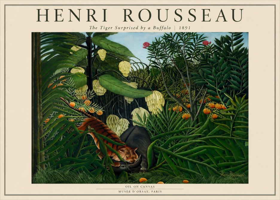 Rousseau The Tiger Surprised by a Buffalo No2 - Poster