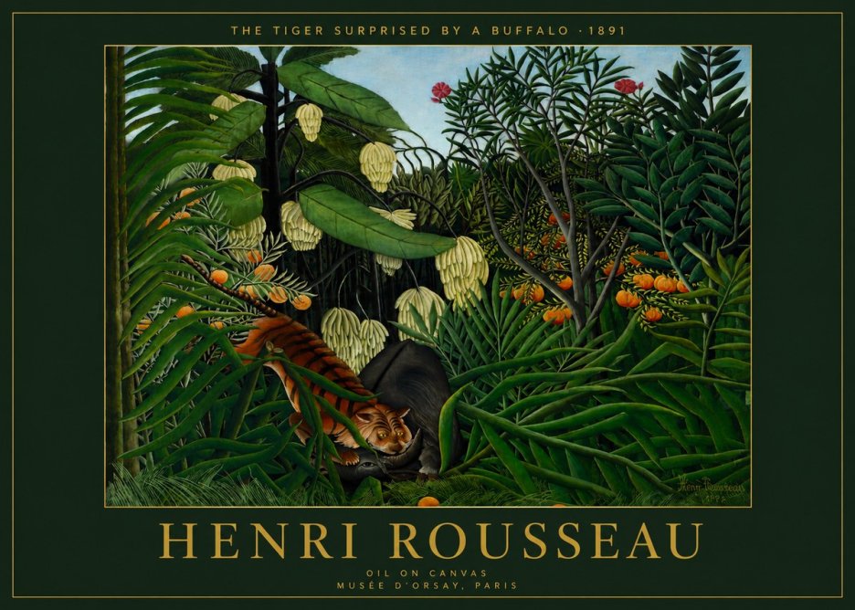 Rousseau The Tiger Surprised by a Buffalo No4 - Poster