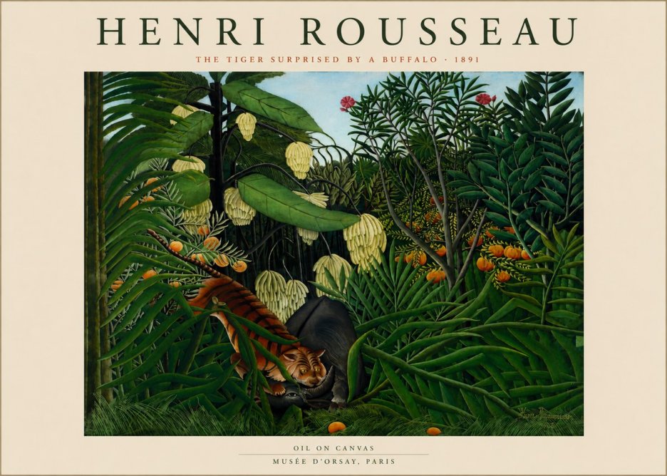 Rousseau The Tiger Surprised by a Buffalo No5 - Poster