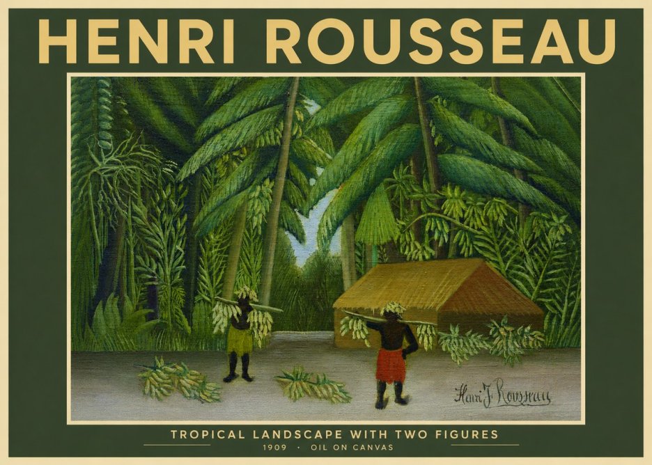 Rousseau Tropical Landscape with Two Figures No2 - Poster
