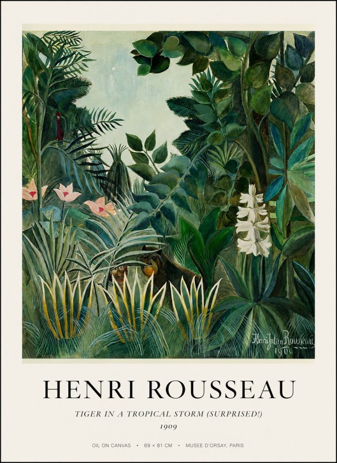 Rousseau Tiger in a Tropical Storm (Surprised!) No1 - Poster