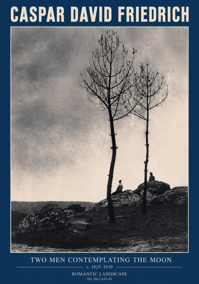 Caspar David Friedrich Two Men Contemplating the Moon III No3 - Poster