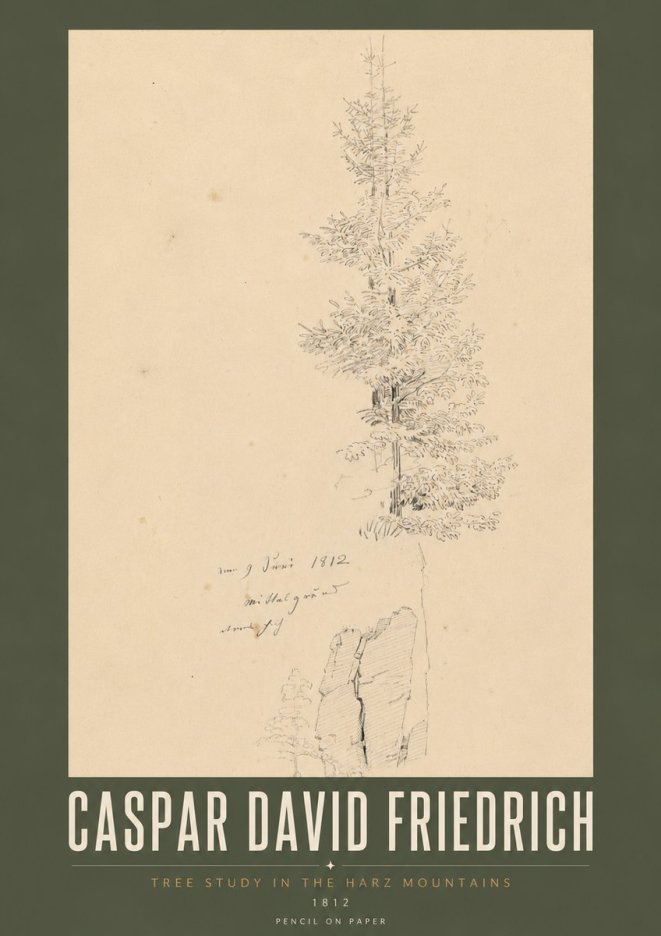 Caspar David Friedrich Tree Study in the Harz Mountains No5 - Poster