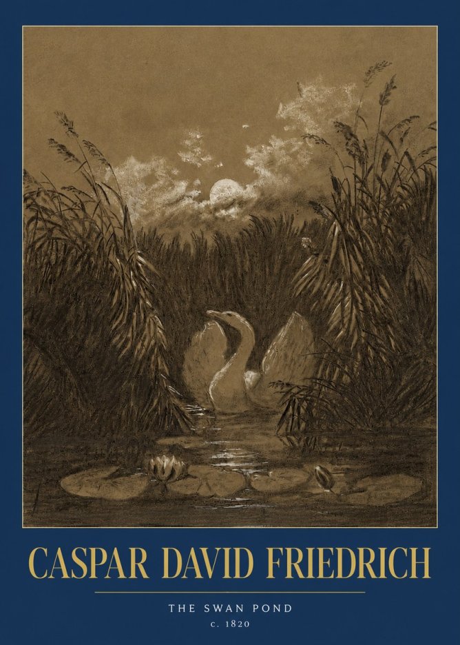 Caspar David Friedrich The Swan Pond No2 - Poster
