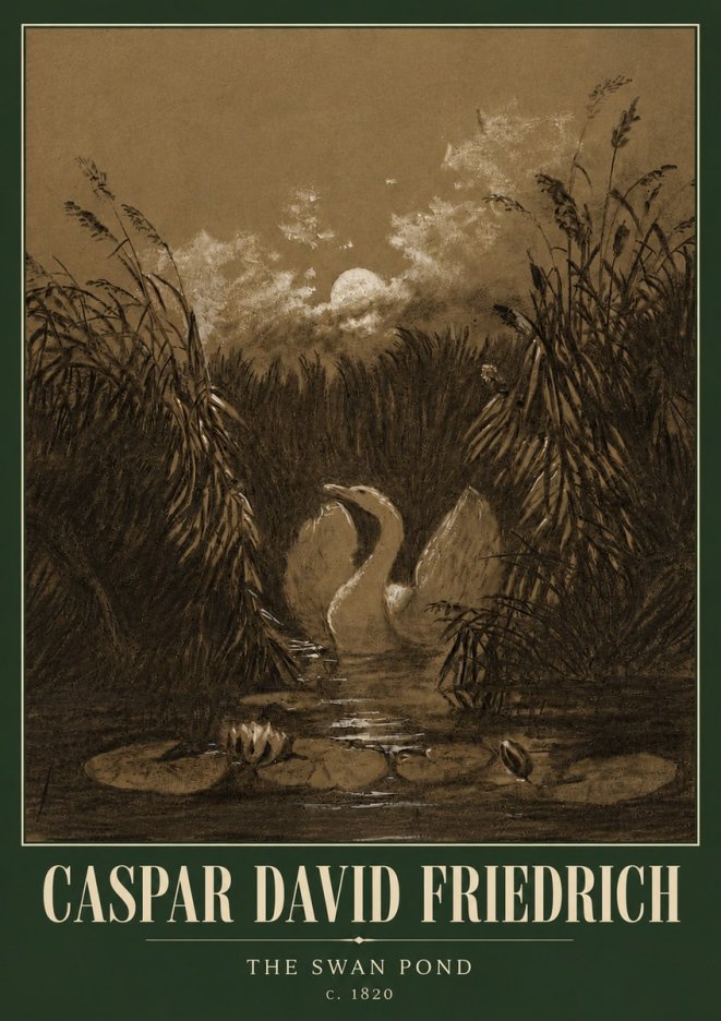 Caspar David Friedrich The Swan Pond No5 - Poster