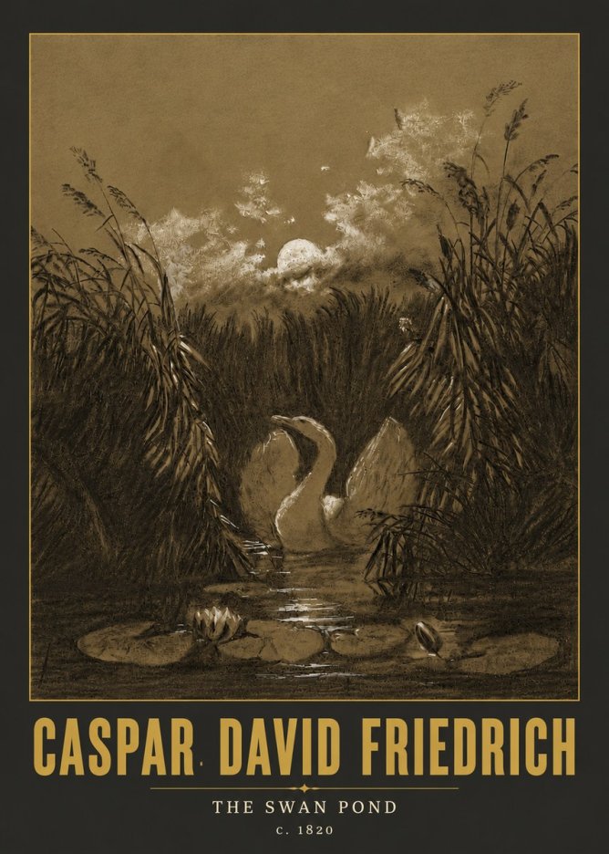 Caspar David Friedrich The Swan Pond No6 - Poster