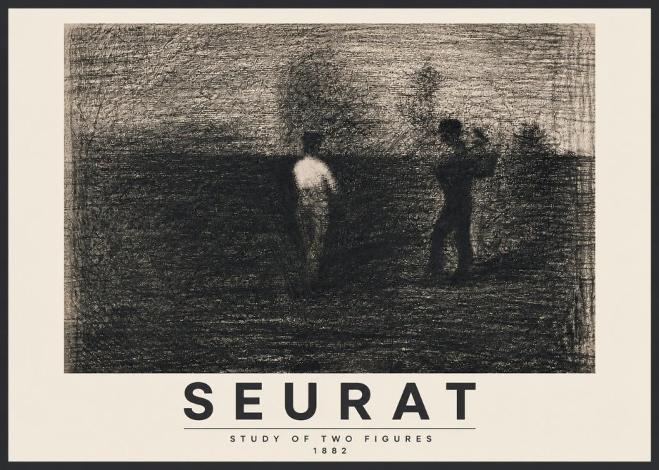 Seurat Study of Two Figures No3 - Poster