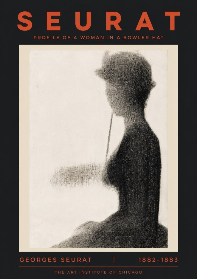 Seurat Profile of a Woman in a Bowler Hat No5 - Poster