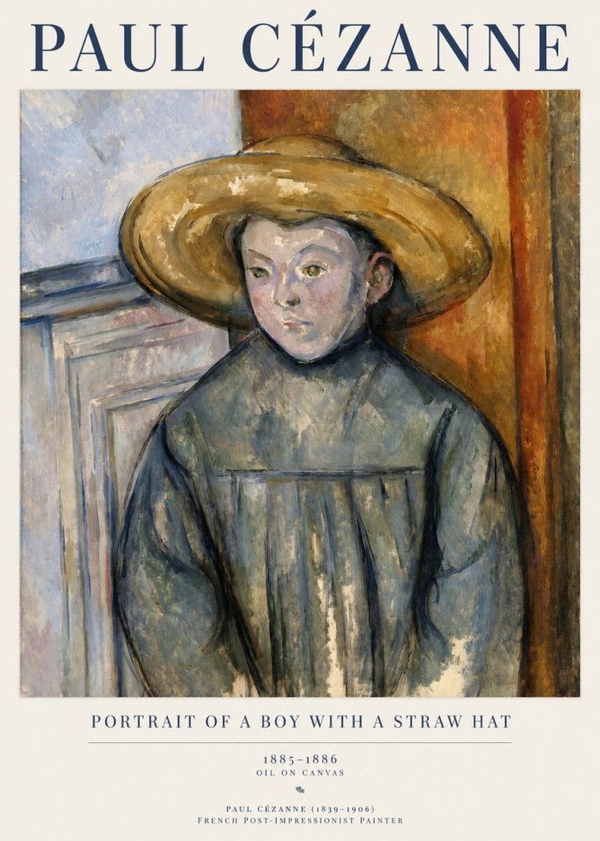 Paul Cézanne Portrait of a Boy with a Straw Hat No1 - Poster