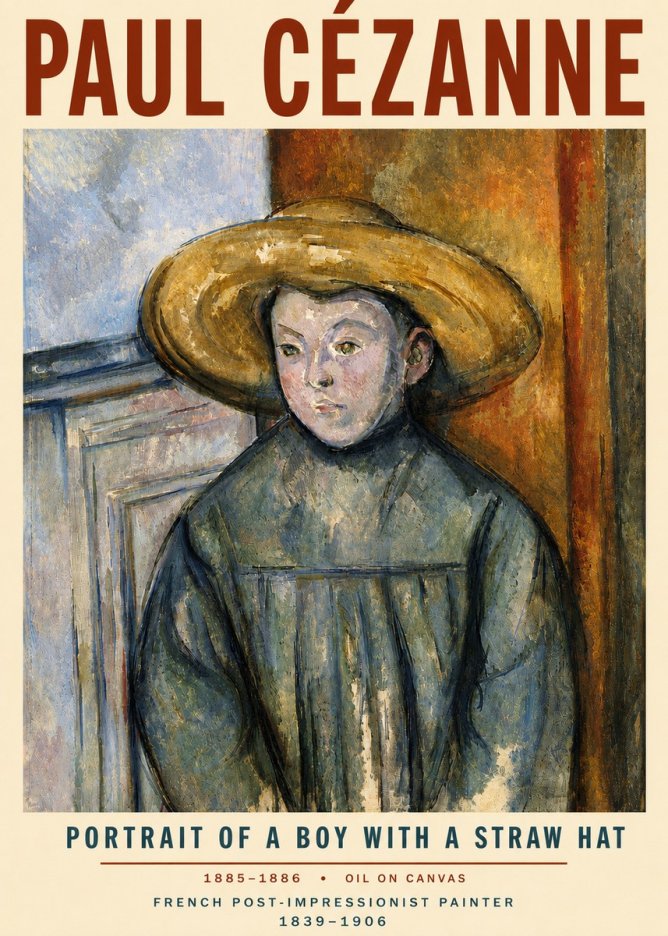Paul Cézanne Portrait of a Boy with a Straw Hat No5 - Poster