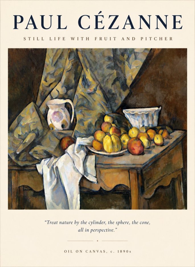 Paul Cézanne Still Life with Drapery, Pitcher and Fruit No2 - Poster