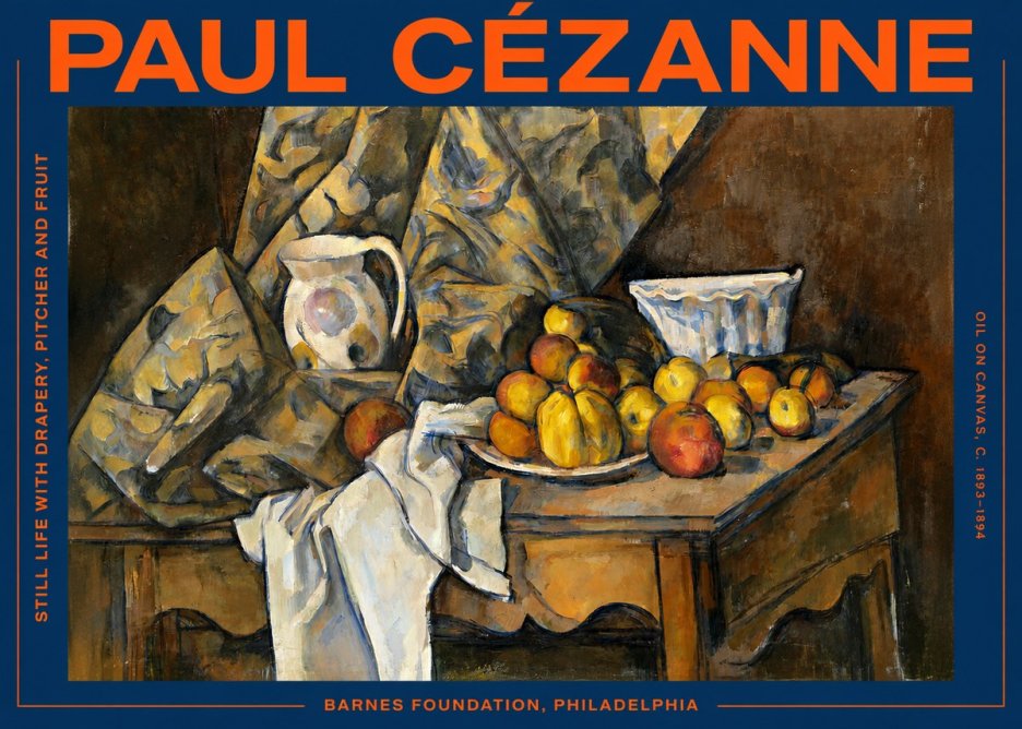 Paul Cézanne Still Life with Drapery, Pitcher and Fruit No3 - Poster