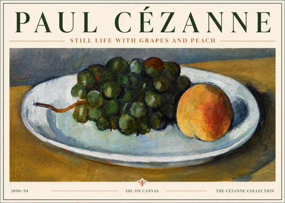 Paul Cézanne Still Life with Grapes and Peach No6 - Poster