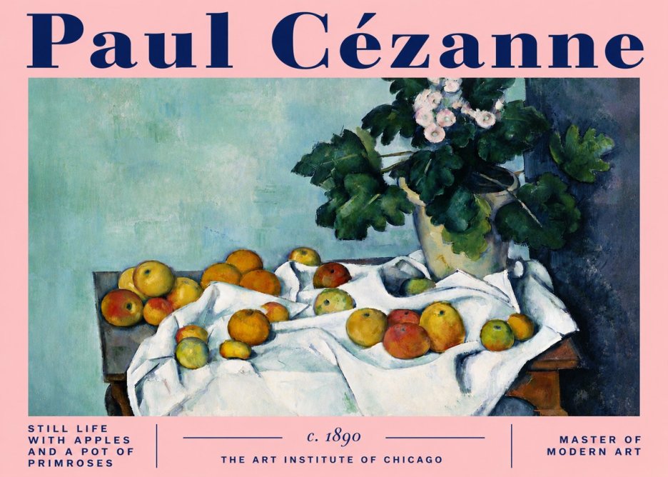 Paul Cézanne Still Life with Apples and a Pot of Primroses No4 - Poster