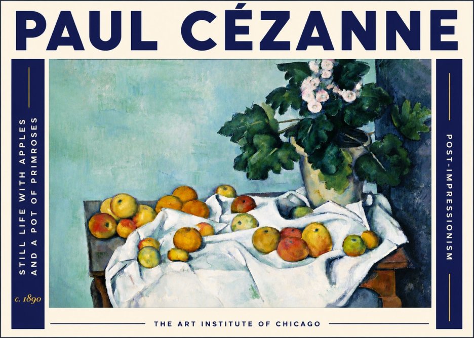 Paul Cézanne Still Life with Apples and a Pot of Primroses No6 - Poster