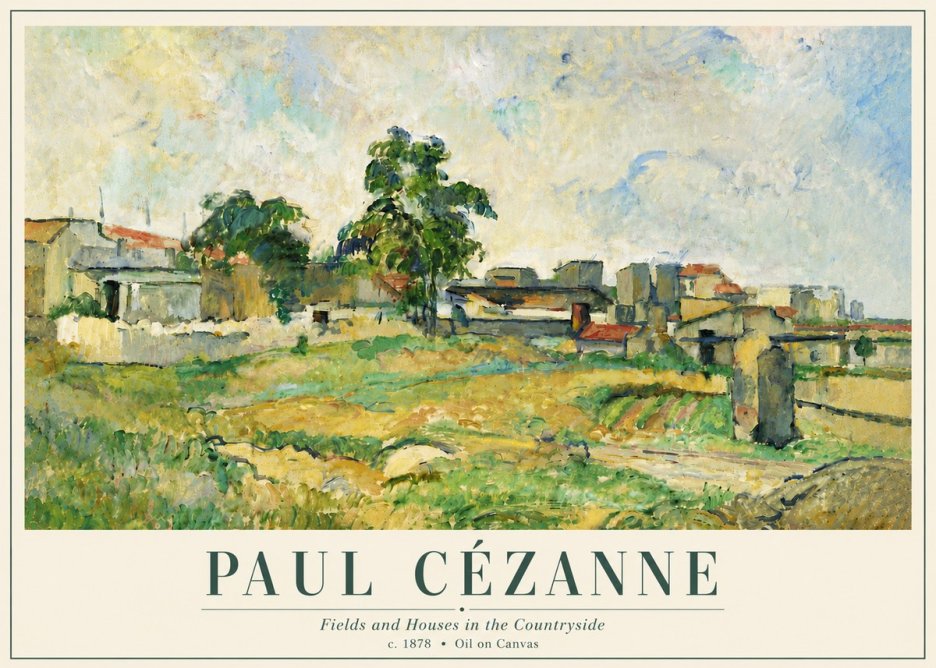 Paul Cézanne Fields and Houses in the Countryside No6 - Poster