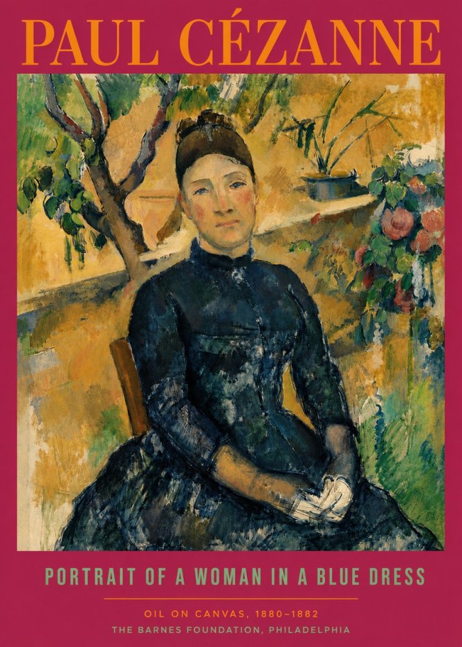 Paul Cézanne Portrait of a Woman in a Blue Dress No5 - Poster